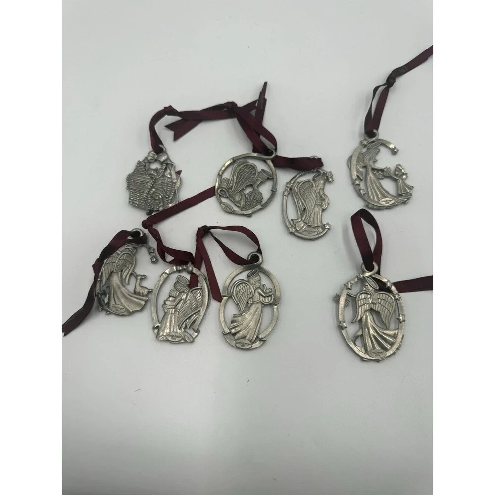 Longaberger Baskets Pewter Angels Joy Love Friendship Peace Christmas Lot Of‎ 8